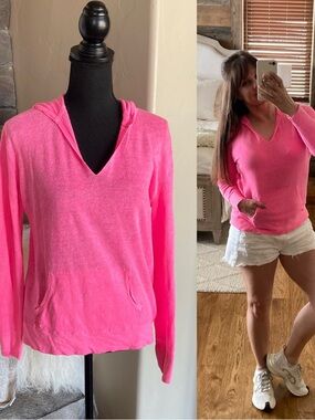 Lilly Pulitzer Barbie Pink Linen Hooded Top Hoodie